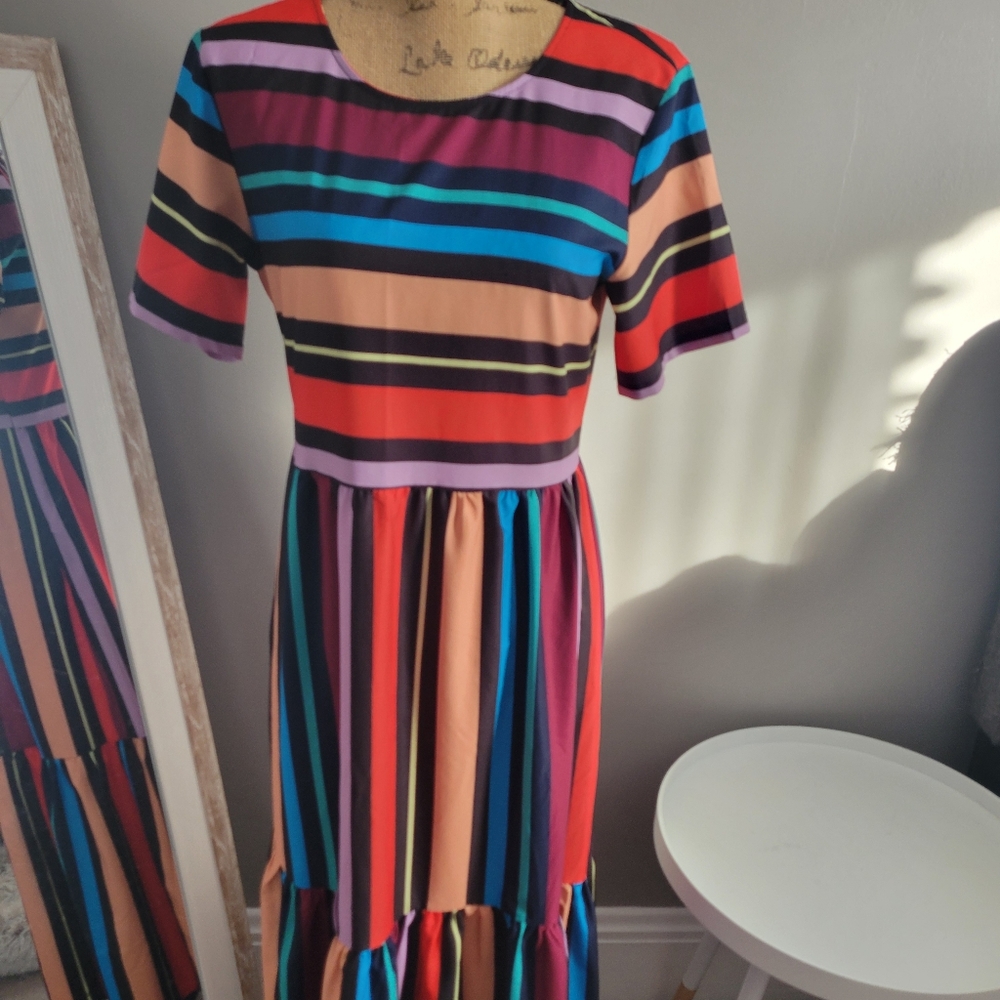 Colorblock Striped Maxi Dress